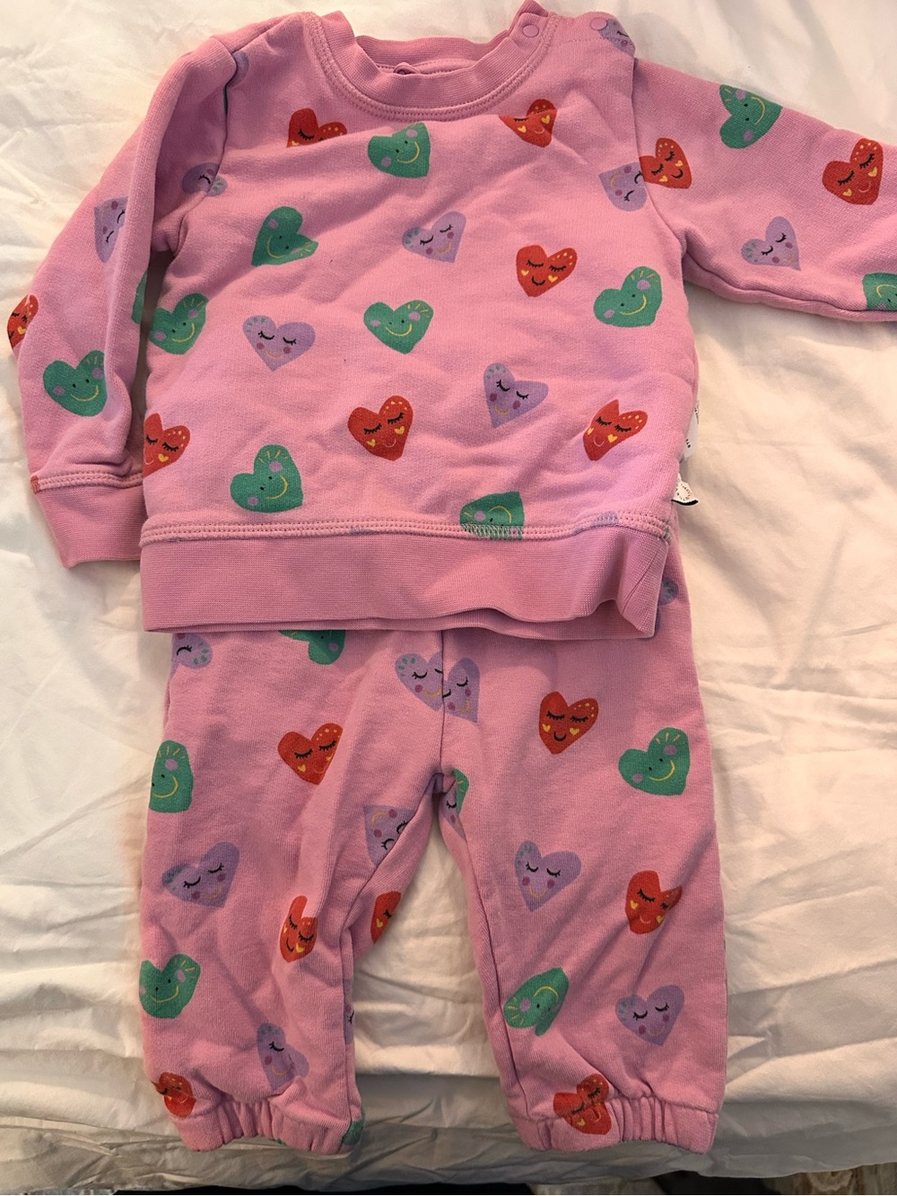 Stella McCartney Pink Heart-Print Kids sweatshirt and sweatpants set